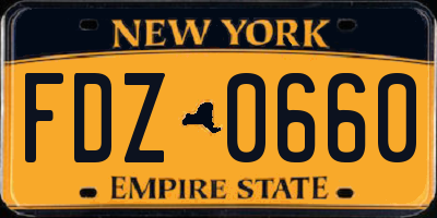NY license plate FDZ0660