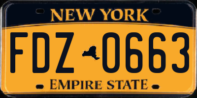 NY license plate FDZ0663