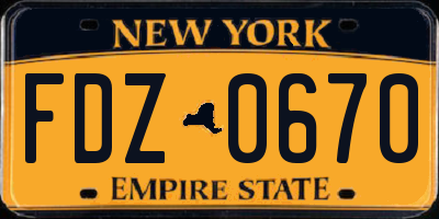 NY license plate FDZ0670