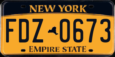NY license plate FDZ0673
