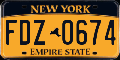 NY license plate FDZ0674