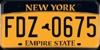 NY license plate FDZ0675