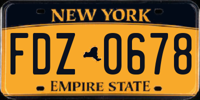 NY license plate FDZ0678