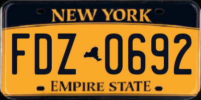 NY license plate FDZ0692