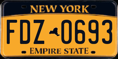 NY license plate FDZ0693