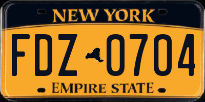NY license plate FDZ0704