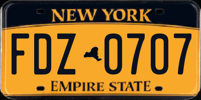 NY license plate FDZ0707