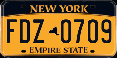 NY license plate FDZ0709
