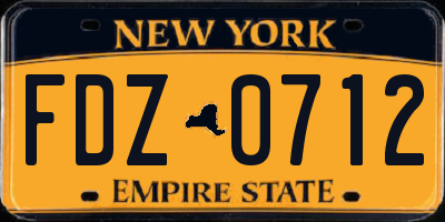 NY license plate FDZ0712