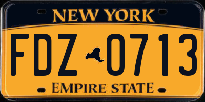 NY license plate FDZ0713