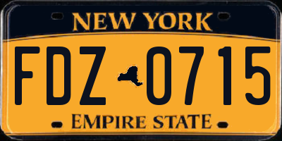 NY license plate FDZ0715