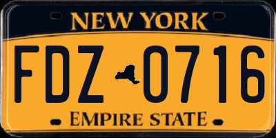 NY license plate FDZ0716