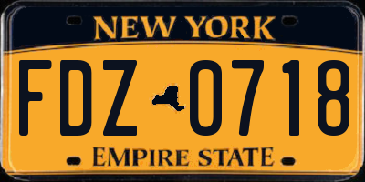 NY license plate FDZ0718
