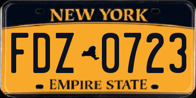 NY license plate FDZ0723