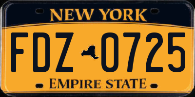 NY license plate FDZ0725