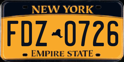 NY license plate FDZ0726