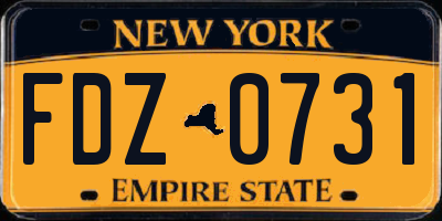 NY license plate FDZ0731