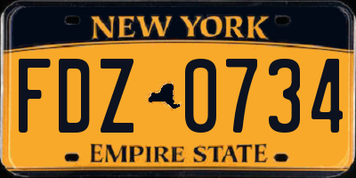 NY license plate FDZ0734