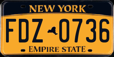 NY license plate FDZ0736