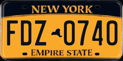 NY license plate FDZ0740