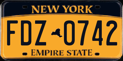 NY license plate FDZ0742