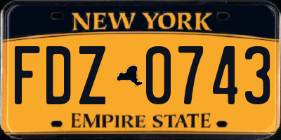 NY license plate FDZ0743