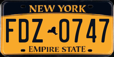 NY license plate FDZ0747