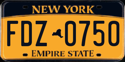 NY license plate FDZ0750