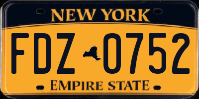 NY license plate FDZ0752