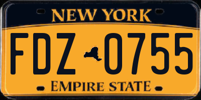 NY license plate FDZ0755