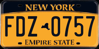 NY license plate FDZ0757