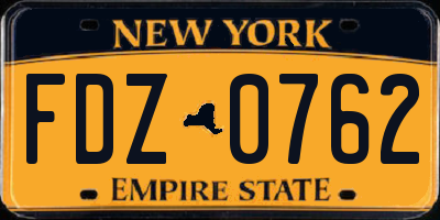 NY license plate FDZ0762