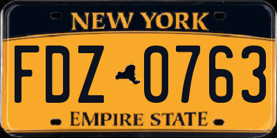 NY license plate FDZ0763