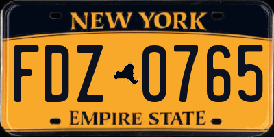 NY license plate FDZ0765