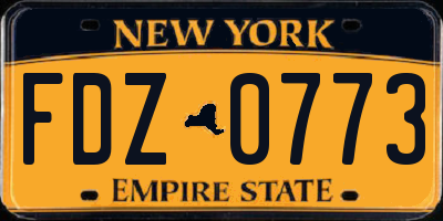 NY license plate FDZ0773