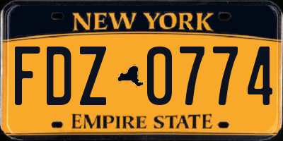 NY license plate FDZ0774