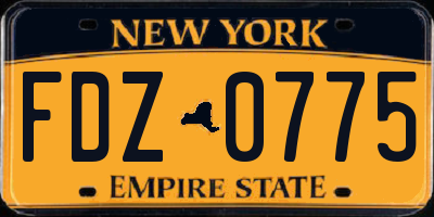 NY license plate FDZ0775