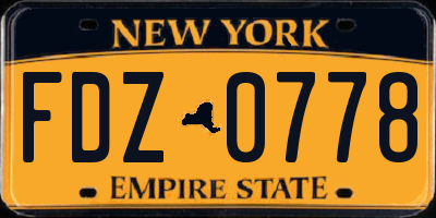 NY license plate FDZ0778