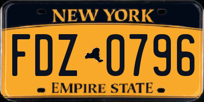 NY license plate FDZ0796