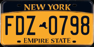 NY license plate FDZ0798