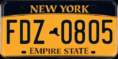 NY license plate FDZ0805