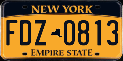 NY license plate FDZ0813