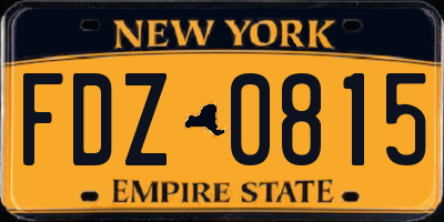 NY license plate FDZ0815