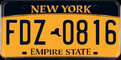 NY license plate FDZ0816