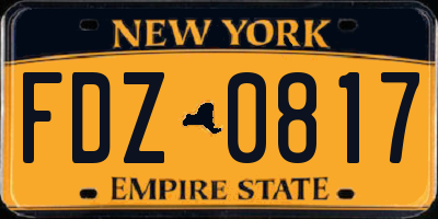 NY license plate FDZ0817