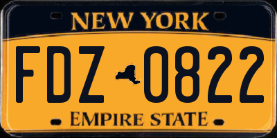 NY license plate FDZ0822