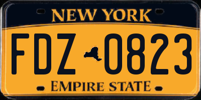 NY license plate FDZ0823