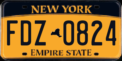NY license plate FDZ0824