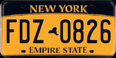 NY license plate FDZ0826