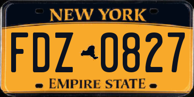 NY license plate FDZ0827